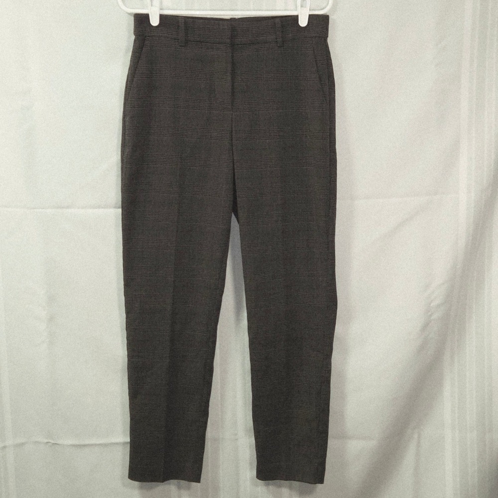 H&M Pants Womens 6 Grey Glen Plaid Tapered Dress Trousers Faux Back Pockets